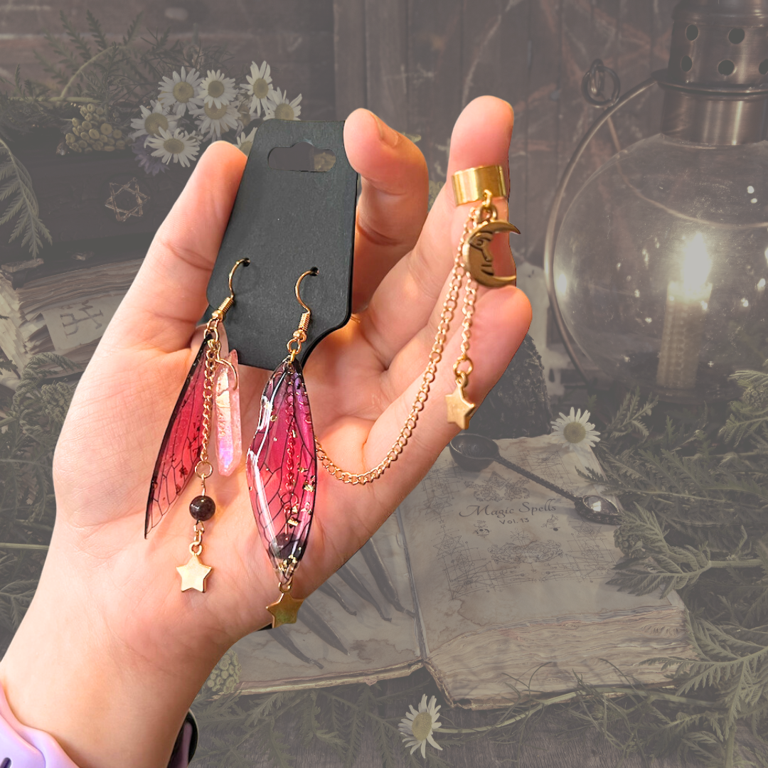 Midnight Doll Fairy Wing Cuff Earring Set