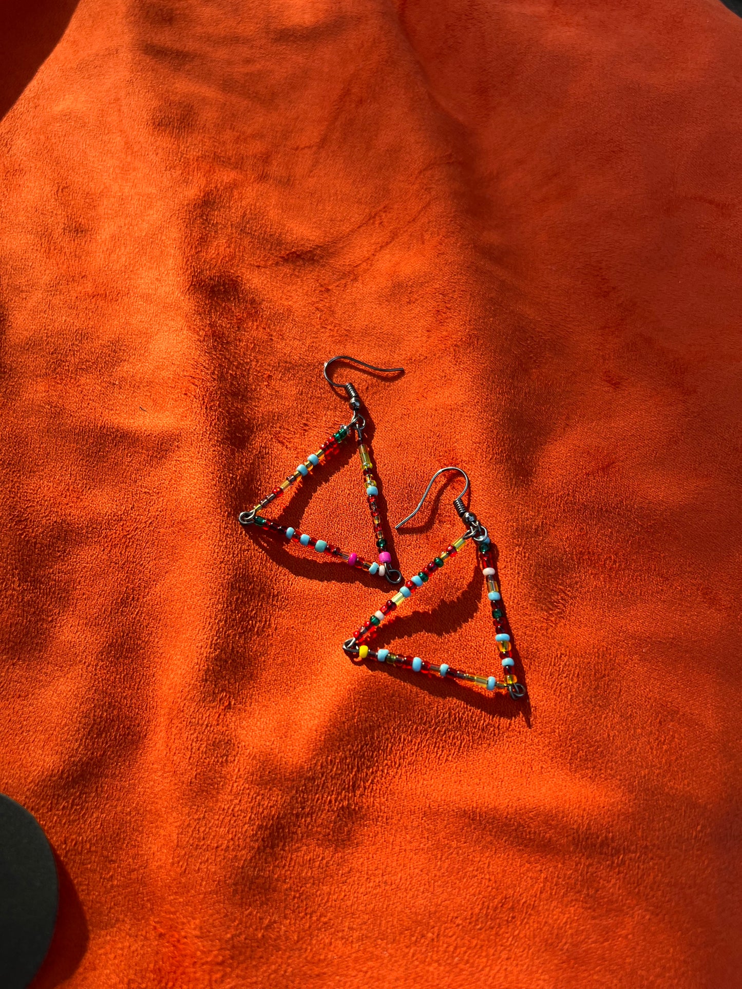 Seed Bead Triangle Dangle Earrings Small