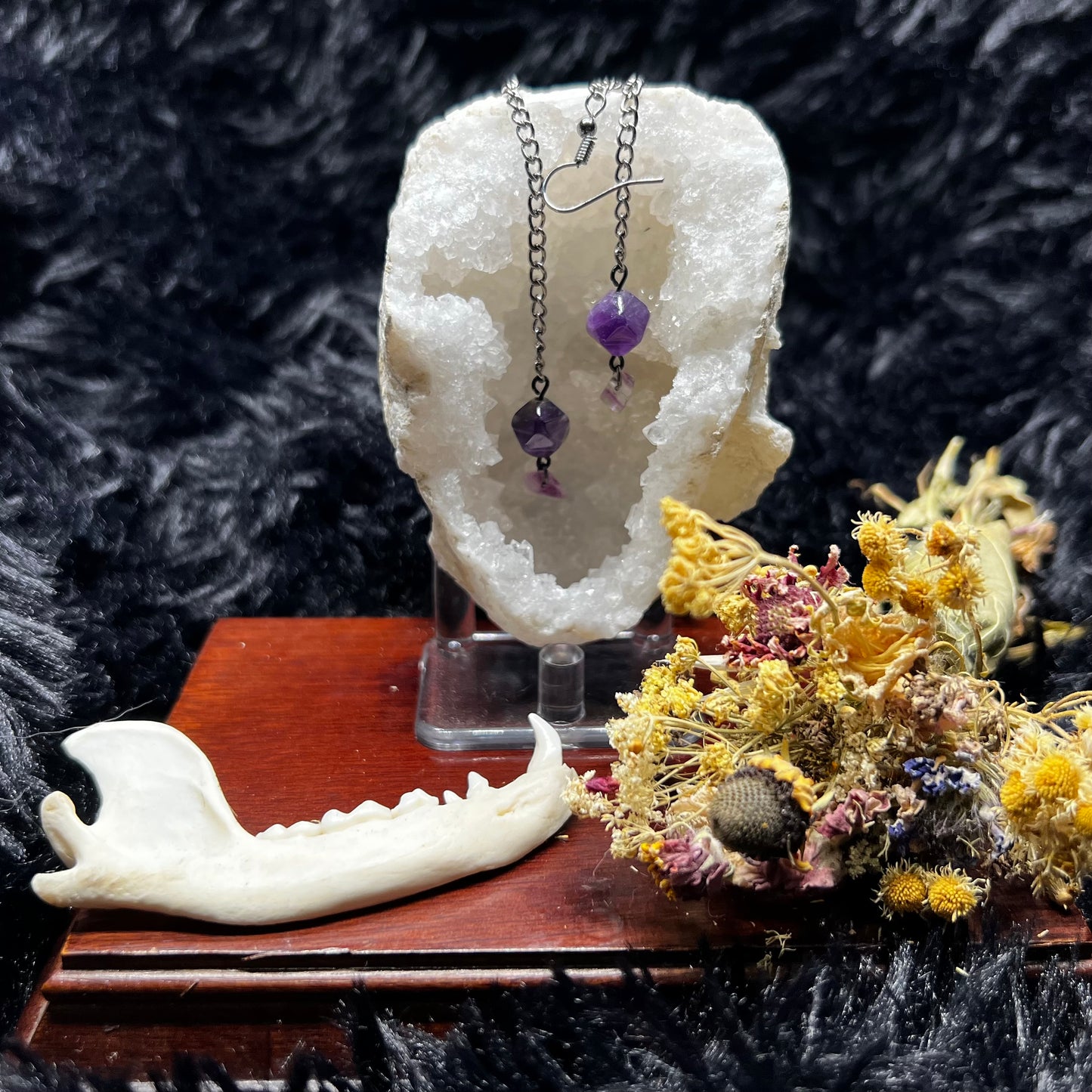 Amethyst D20 Chain Dangle
