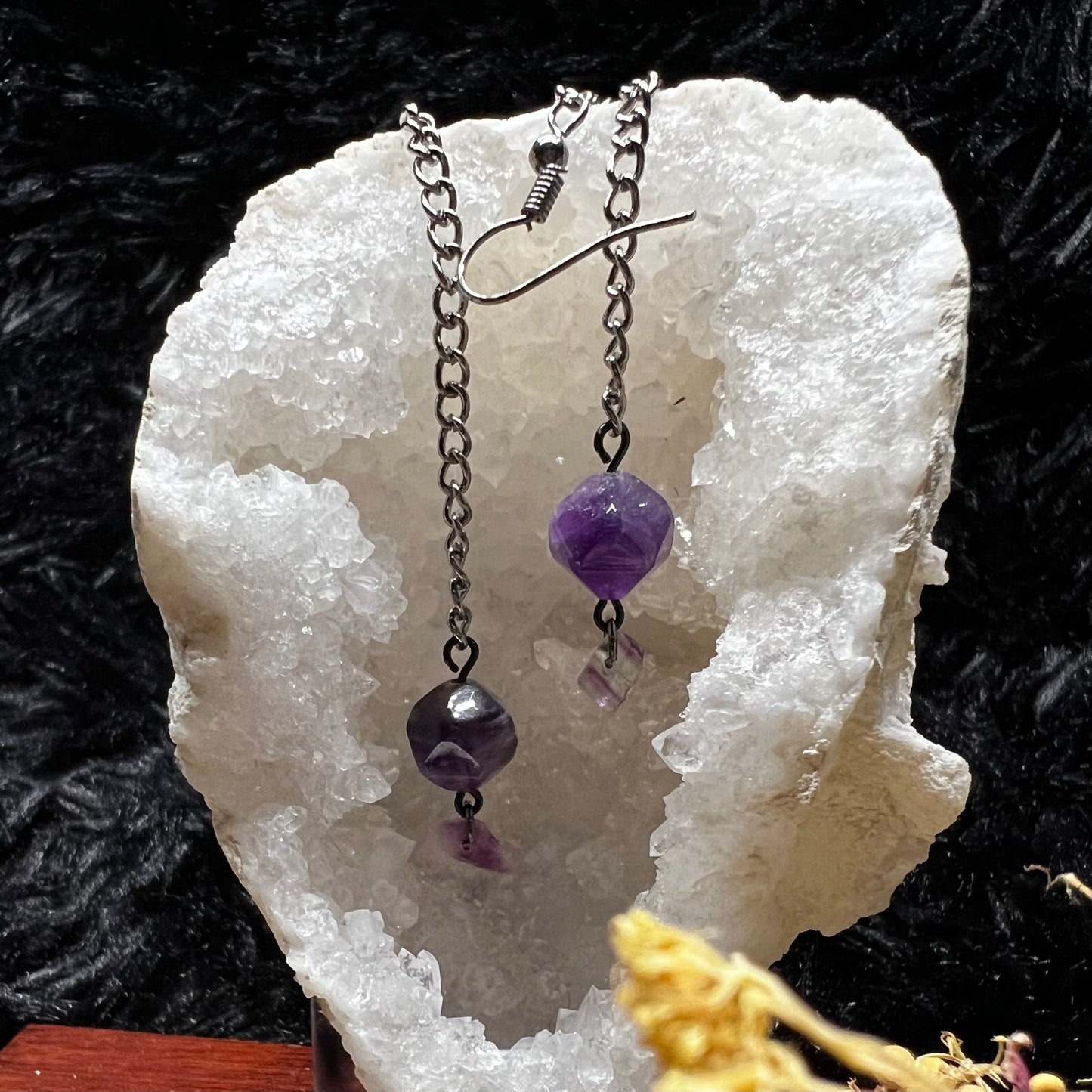 Amethyst D20 Chain Dangle